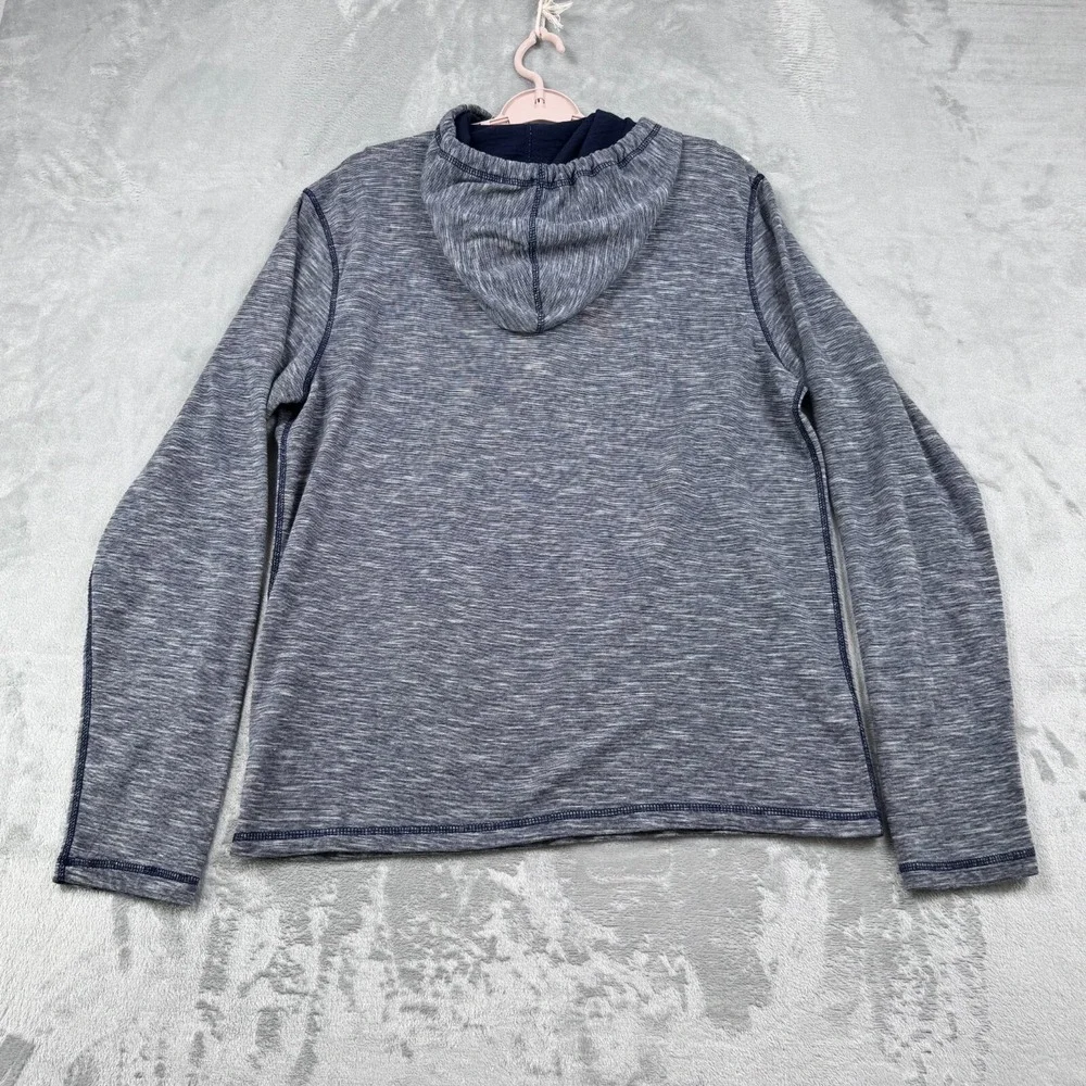 True Religion Hooded‎ Henley Sweatshirt Men's XL Blue Long Sleeve Pullover Logo